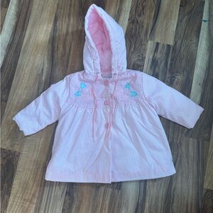 Pink Hooded Baby Girl Coat with Floral embroidery- 18 months